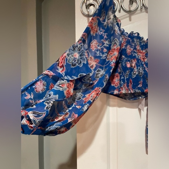 New! MISA Los Angeles Ancora Floral Sireneuse Tie-Front Crop Top 💙 Small NWT! - Picture 11 of 15